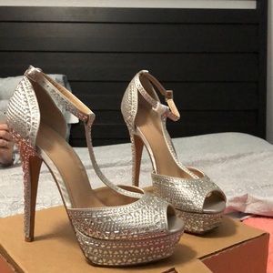 Thalia Sodi Silver Studded High Heels (Size 9.5)